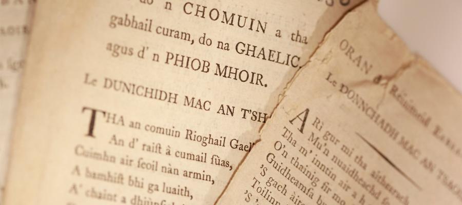 Pages of Gaelic poetry from the archive.