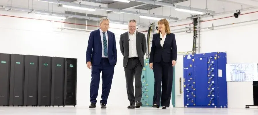 Peter Mathieson with Rachel Reeves, viewing the Supercomputer.